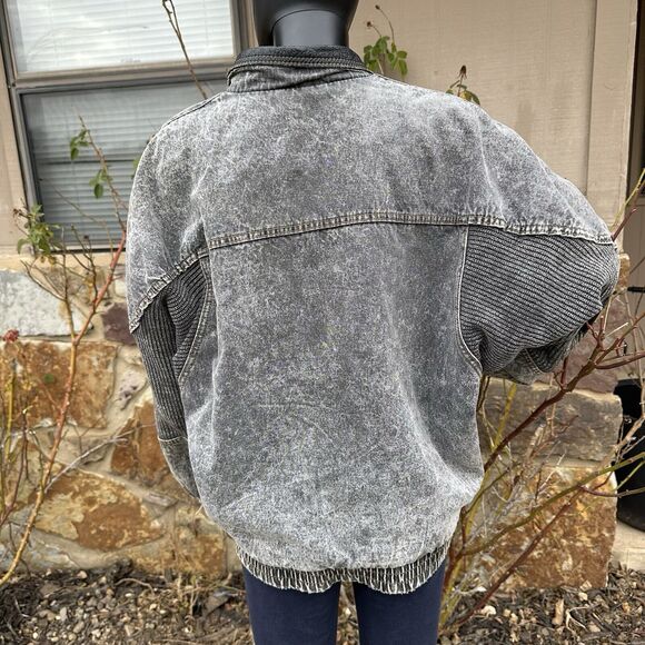 Vintage Joe Borders Squadron Mens XL Jacket Denim Full Zip Distressed Washed - Picture 9 of 15